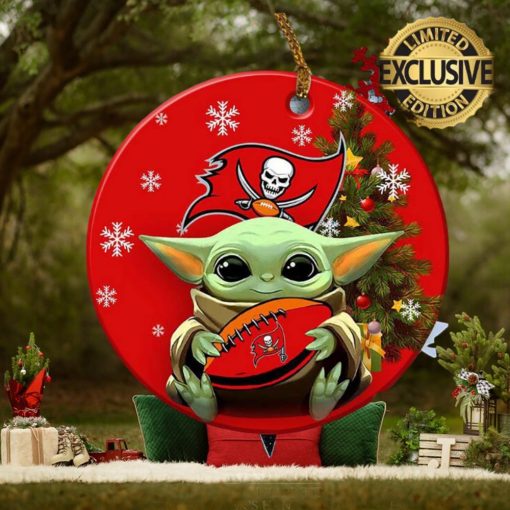 Tampa Bay Buccaneers NFL Baby Yoda Xmas Custom Name Tree Decorations Ornament