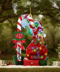 Tampa Bay Buccaneers NFL Custom Name Grinch Candy Cane 2 Sides Christmas Tree Decorations Ornament