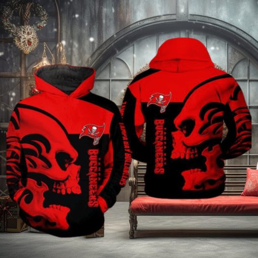 Tampa Bay Buccaneers NFL Skull 3D Printed Hoodie