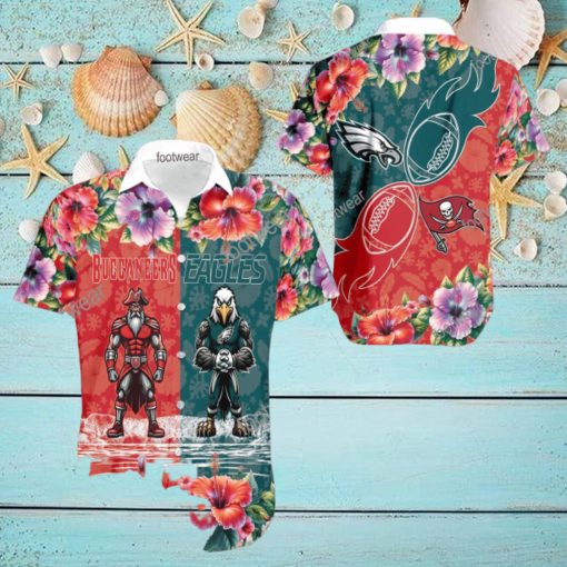 Tampa Bay Buccaneers VS NFL Philadelphia Eagles Mascot High Quality All Over Print Hawaiian Shirt For Men And Women