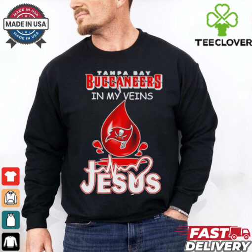 Tampa Bay Buccaneers in my veins Jesus in my heart blood drop shirt