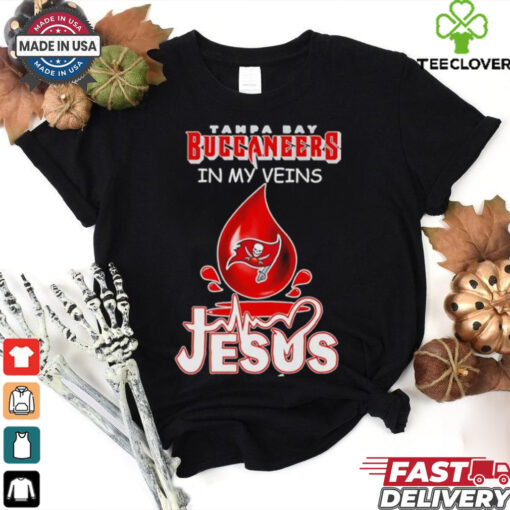 Tampa Bay Buccaneers in my veins Jesus in my heart blood drop shirt