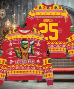 Tampa Bay Buccaneers x Grinch Christmas Dr. Seuss How the Grinch Stole Christmas with Super Bowl Trophy Custom Ugly Christmas Sweater