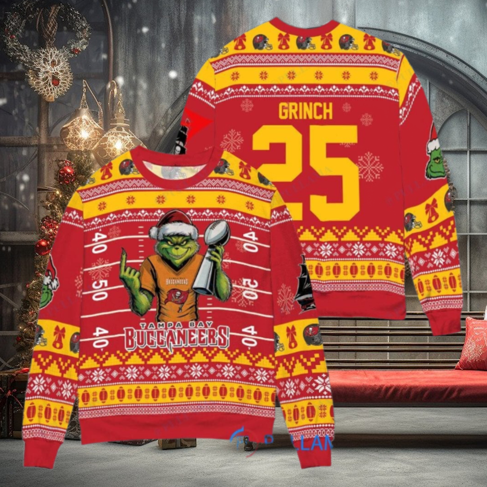 Tampa Bay Buccaneers x Grinch Christmas Dr. Seuss How the Grinch Stole Christmas with Super Bowl Trophy Custom Ugly Christmas Sweater Tampa Bay Buccaneers x Grinch Christmas Dr. Seuss How the Grinch Stole Christmas with Super Bowl Trophy Custom Ugly Christmas Sweater