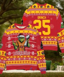 Tampa Bay Buccaneers x Grinch Christmas Dr. Seuss How the Grinch Stole Christmas with Super Bowl Trophy Custom Ugly Christmas Sweater