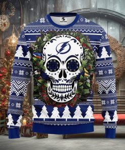 Tampa Bay Lightning Skull Flower Ugly Ugly Christmas Sweater For Sport Fans Christmas Gift