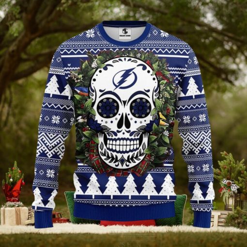 Tampa Bay Lightning Skull Flower Ugly Ugly Christmas Sweater For Sport Fans Christmas Gift