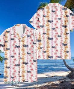 Tampa Bay Rays Pink Hibiscus Yellow Pink Orchid White Background 3D Hawaiian Shirt Gift For Fans