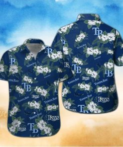 Tampa Bay Rays Short Sleeve Button Up Tropical Hawaiian Shirt