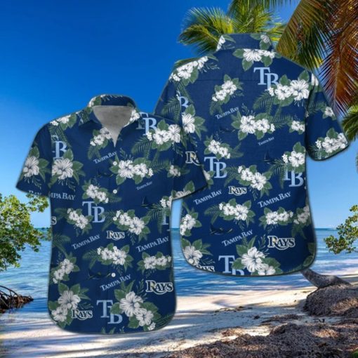 Tampa Bay Rays Short Sleeve Button Up Tropical Hawaiian Shirt