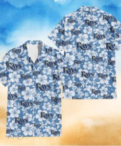 Tampa Bay Rays White Hibiscus Light Blue Texture Background 3D Hawaiian Shirt Gift For Fans