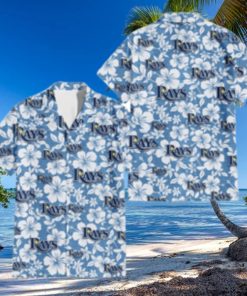 Tampa Bay Rays White Hibiscus Light Blue Texture Background 3D Hawaiian Shirt Gift For Fans