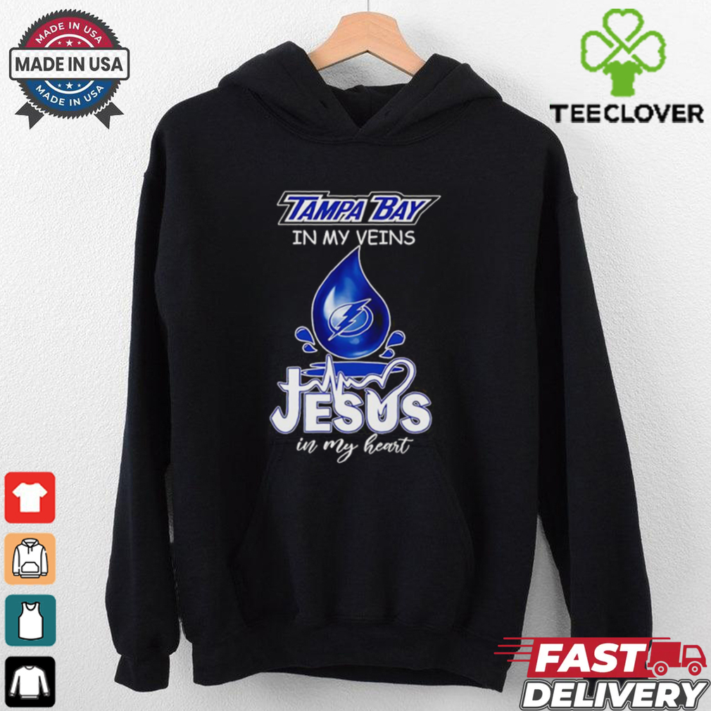 Tampa Bay in my veins Jesus in my heart blood drop shirt Tampa Bay in my veins Jesus in my heart blood drop shirt