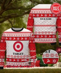 Target Custom Name White Design Logo Reindeer Ugly Christmas Sweater