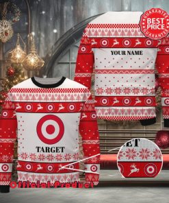 Target Custom Name White Design Logo Reindeer Ugly Christmas Sweater