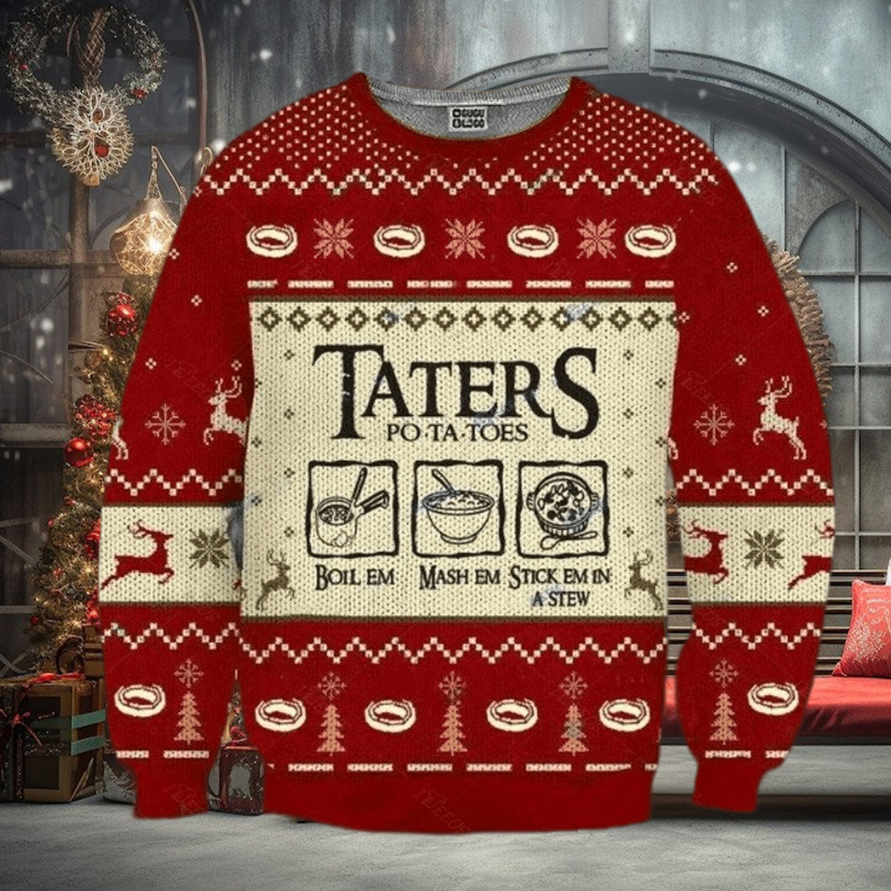 Taters Potatoes LOTR Red Ugly Christmas Sweater Taters Potatoes LOTR Red Ugly Christmas Sweater