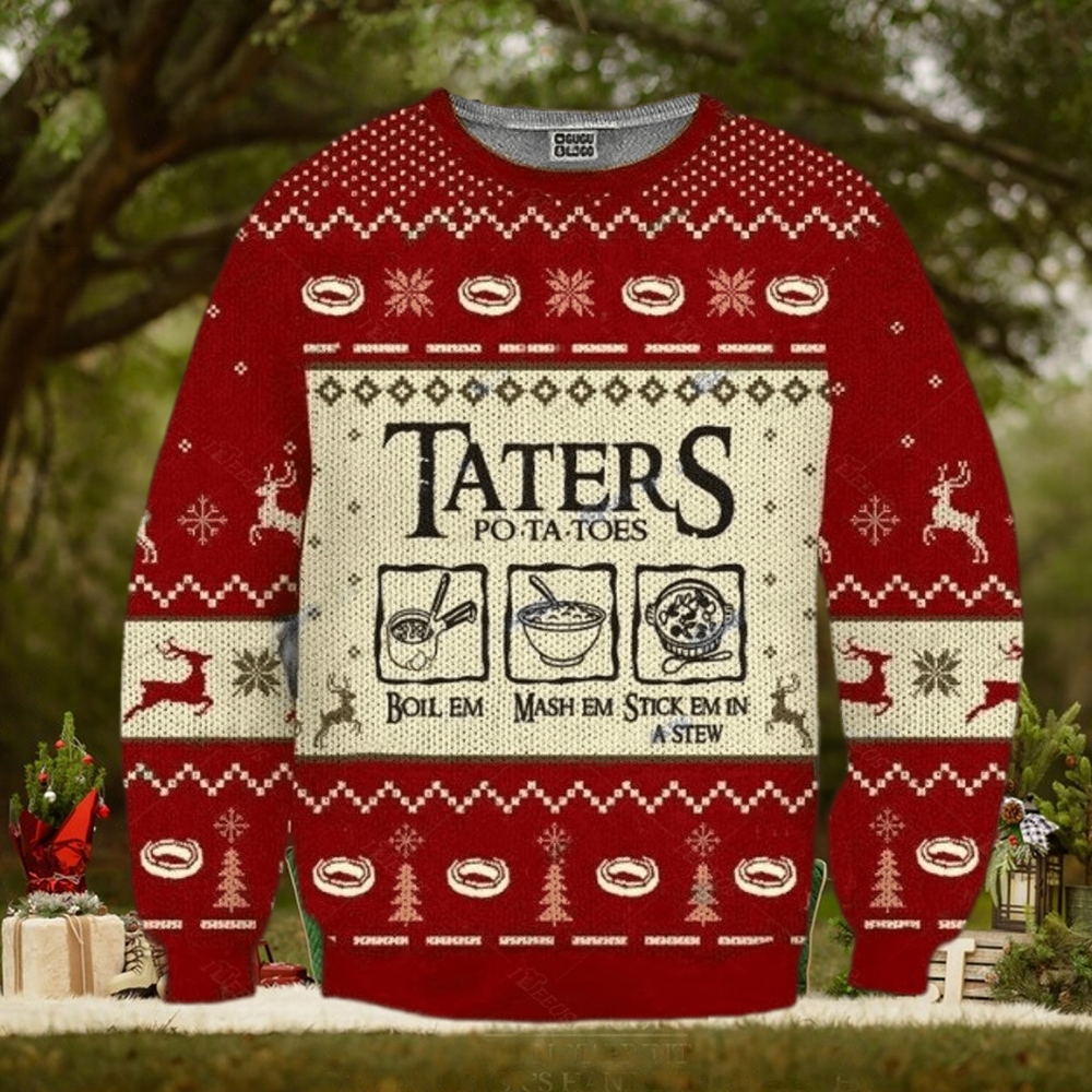 Taters Potatoes LOTR Red Ugly Christmas Sweater Taters Potatoes LOTR Red Ugly Christmas Sweater