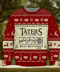 Taters Potatoes Red Ugly Christmas Sweater