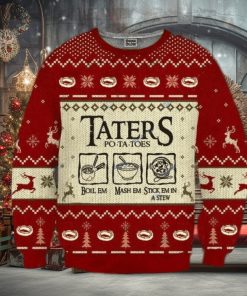 Taters Potatoes Red Ugly Christmas Sweater