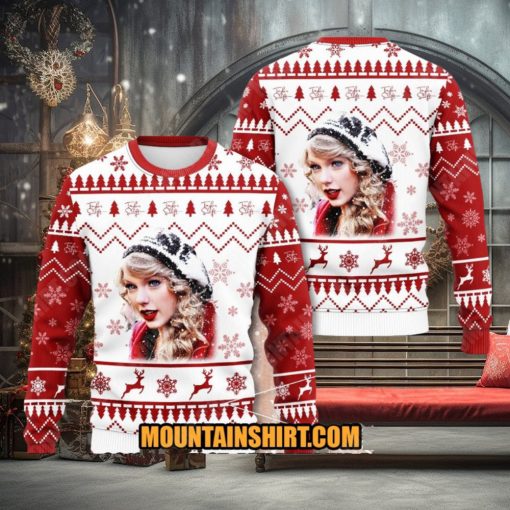 Taylor Swift 3D Ugly Sweater Red White