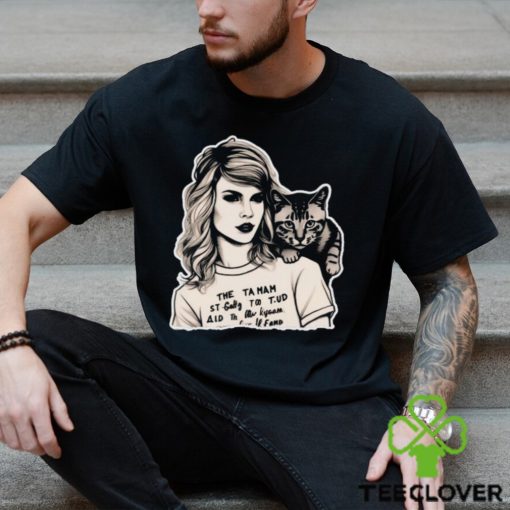 Taylor Swift And Cat Portrait Comfort Color Shirt Black White Design Swiftie Classic