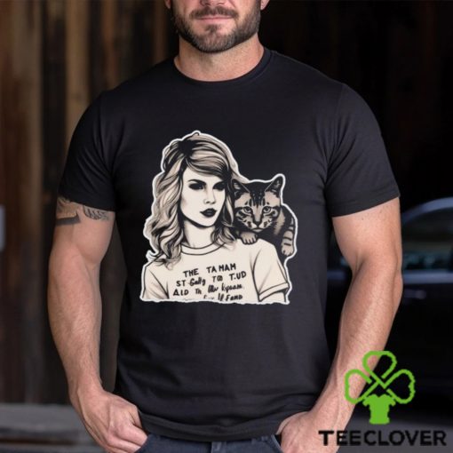 Taylor Swift And Cat Portrait Comfort Color Shirt Black White Design Swiftie Classic