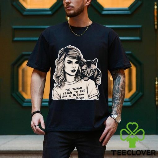 Taylor Swift And Cat Portrait Comfort Color Shirt Black White Design Swiftie Classic