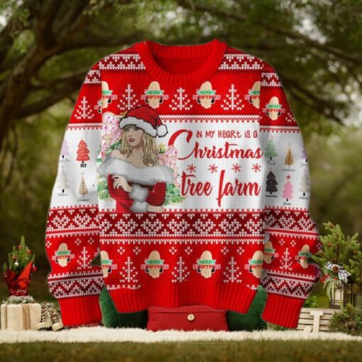 Taylor Swift Christmas In My Heart Is A Tree Farm Red Design Ugly Sweater