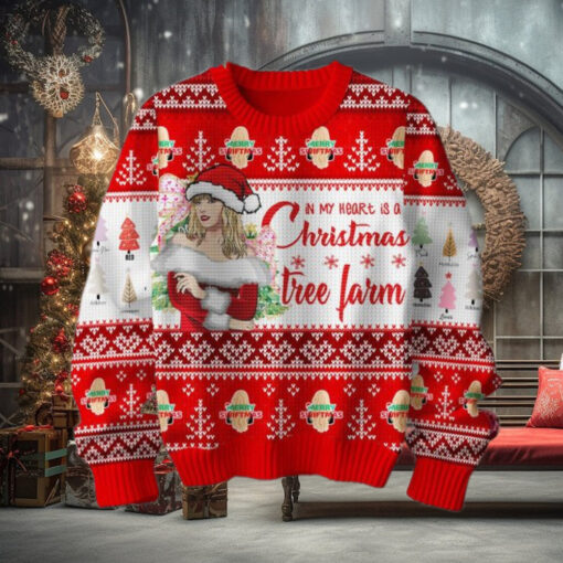 Taylor Swift Christmas In My Heart Is A Tree Farm Red Design Ugly Sweater