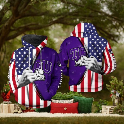 Tcu Horned Frogs NCAA US Flag 3D Printed Hoodie