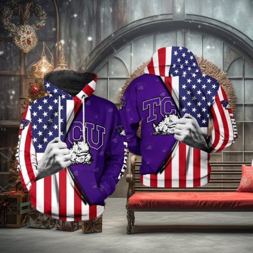 Tcu Horned Frogs NCAA US Flag 3D Printed Hoodie