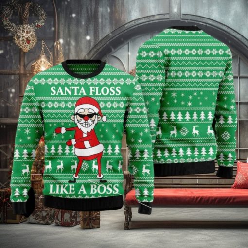 Santa Floss Like A Boss Ugly Christmas 3D Sweater