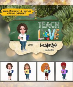 Teach Love Inspire Cute Back To School Personalized Ornament