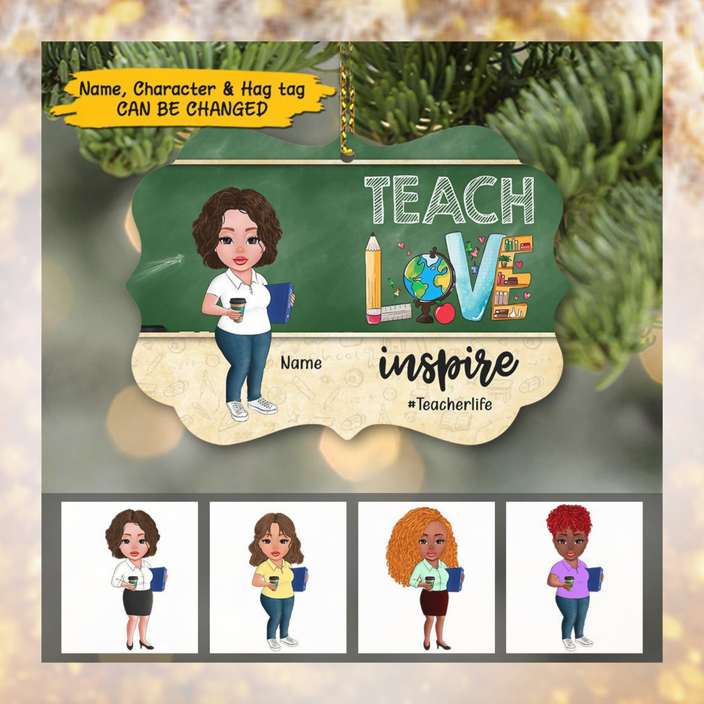 Teach Love Inspire Cute Back To School Personalized Ornament