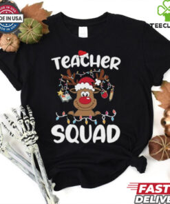 Teacher Squad Reindeer Funny Teacher Christmas Xmas Gift For Men Women T Shirt