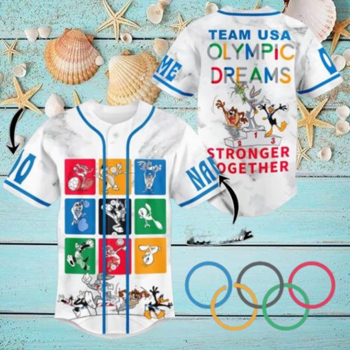 Team USA Looney Tunes Olympic Dreams Stronger Together Custom Baseball Jersey