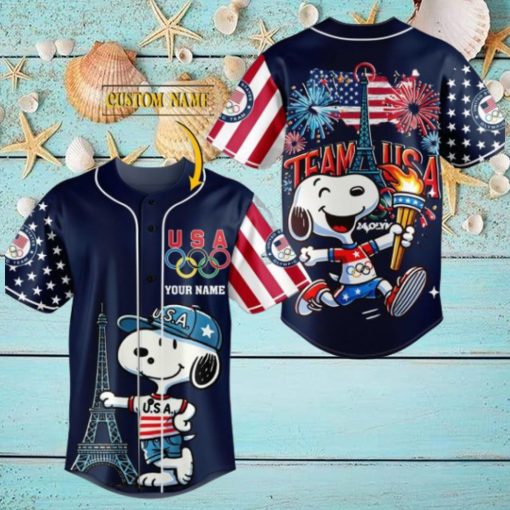 Team USA Snoopy Olympic Paris 2024 Custom Baseball Jersey