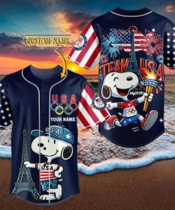 Team USA Snoopy Olympic Paris 2024 Custom Baseball Jersey