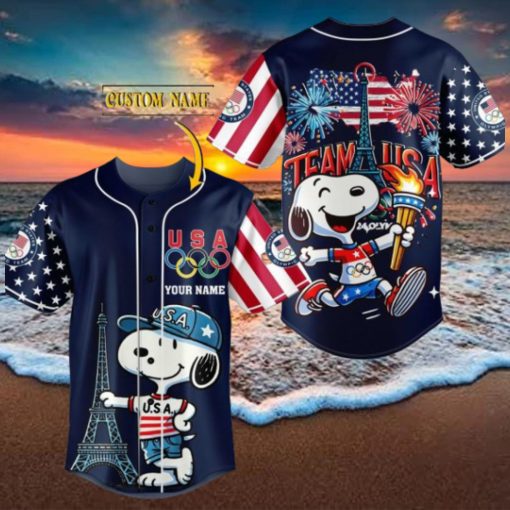 Team USA Snoopy Olympic Paris 2024 Custom Baseball Jersey
