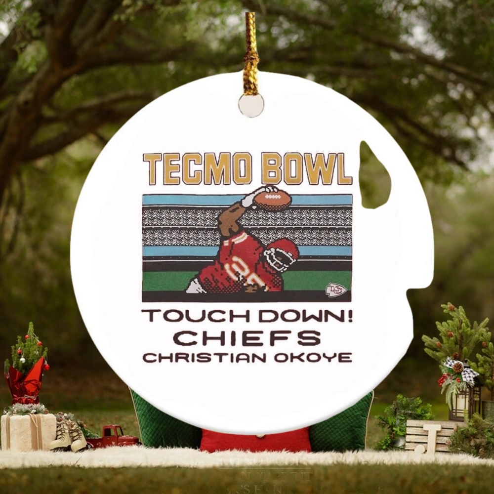 Tecmo Bowl touchdown Chiefs Christian Okoye ornament Tecmo Bowl touchdown Chiefs Christian Okoye ornament