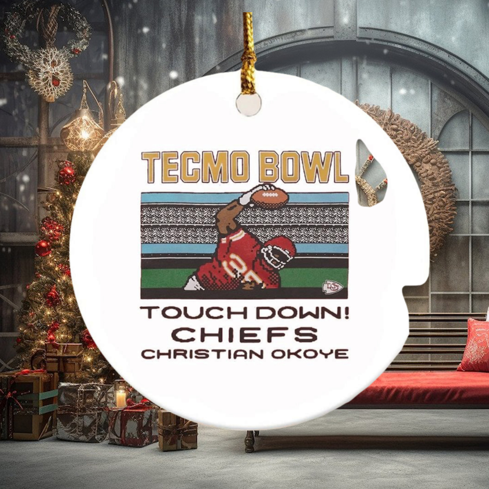 Tecmo Bowl touchdown Chiefs Christian Okoye ornament Tecmo Bowl touchdown Chiefs Christian Okoye ornament