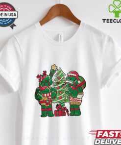 Teenage Mutant Ninja Turtles decorating their Christmas tree shirt