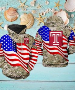 Temple Owls NCAA US Flag Camo Veteran 3D Printed Hoodie