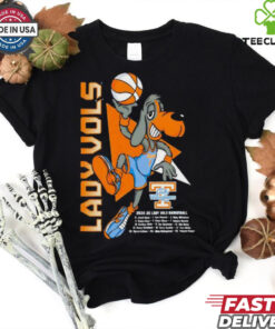 Tennessee Lady Vols Mascot 2024-2025 Basketball Roster Shirt featuring a design that highlights the team's mascot along with the roster for the upcoming basketball season.