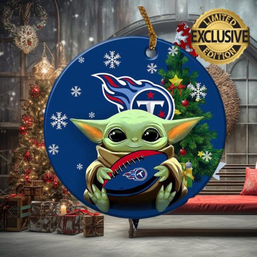 Tennessee Titans Baby Yoda NFL Xmas Custom Name Tree Decorations Ornament