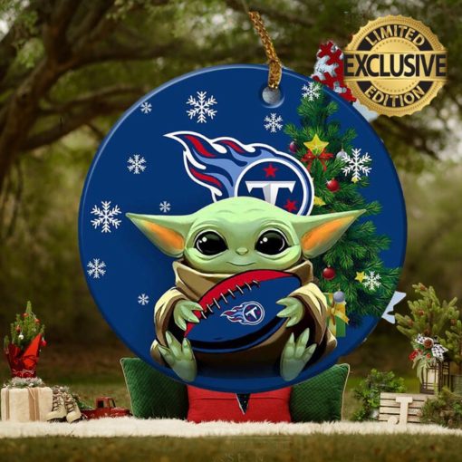 Tennessee Titans Baby Yoda NFL Xmas Custom Name Tree Decorations Ornament