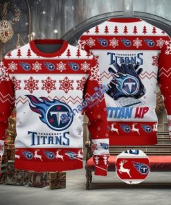 Tennessee Titans Fans Logo Snowflake Pattern Ugly Christmas Sweater Red