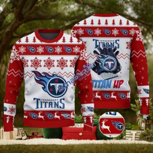 Tennessee Titans Fans Logo Snowflake Pattern Ugly Christmas Sweater Red