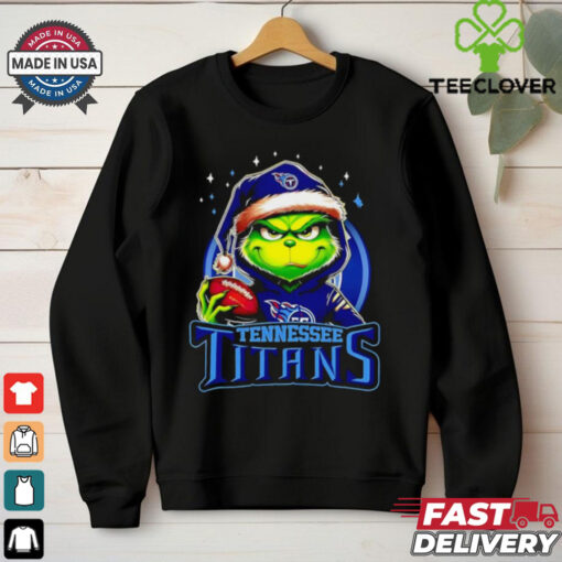Tennessee Titans Grinch wearing Santa hat Christmas 2024 shirt