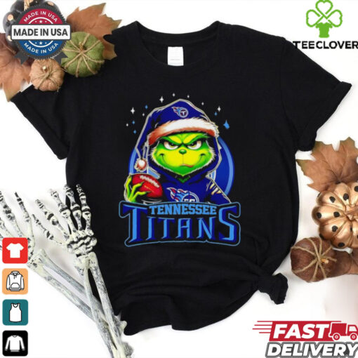 Tennessee Titans Grinch wearing Santa hat Christmas 2024 shirt